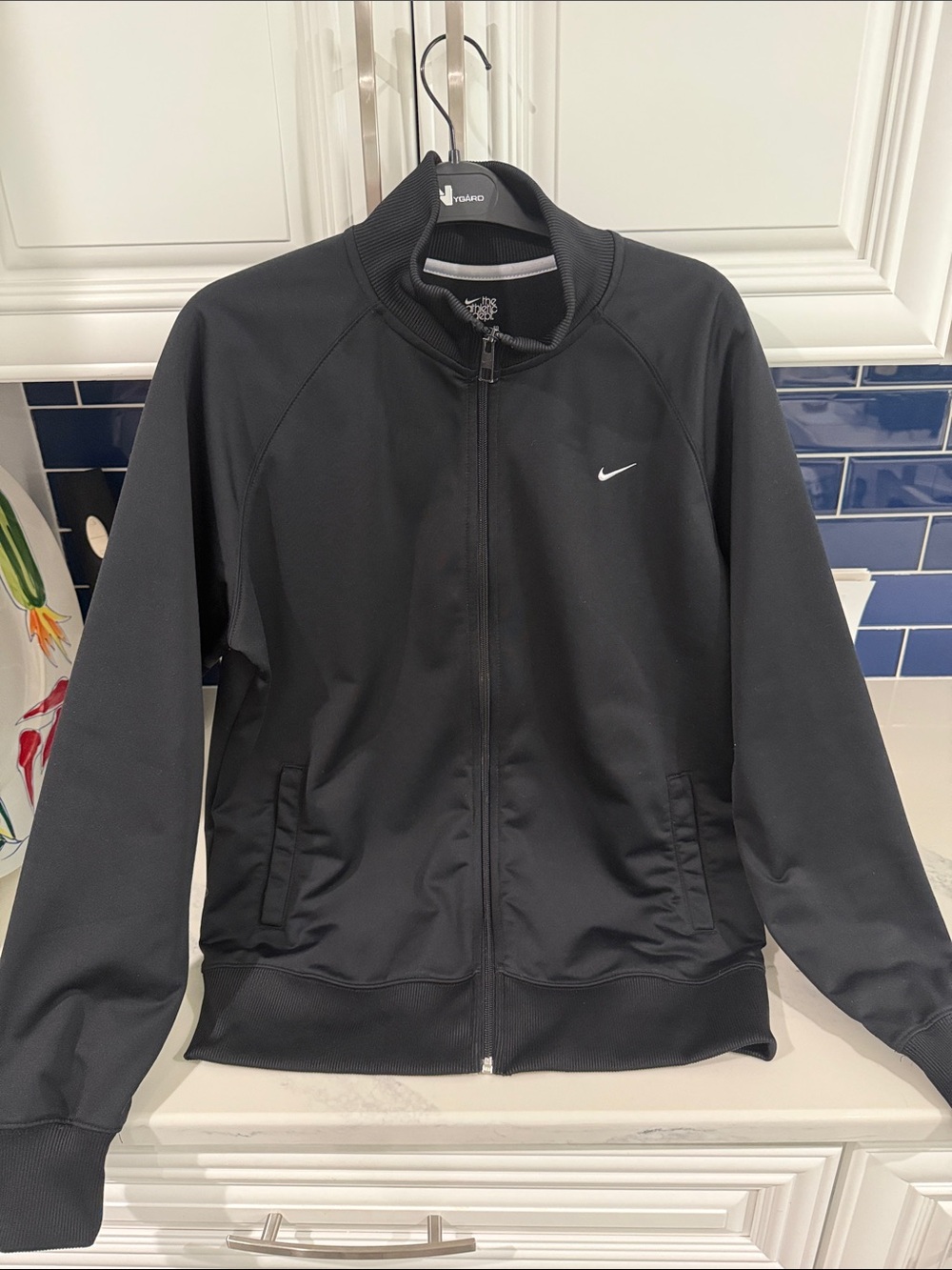 Nike Black Full-Zip Bomber Jacket with White Swoosh